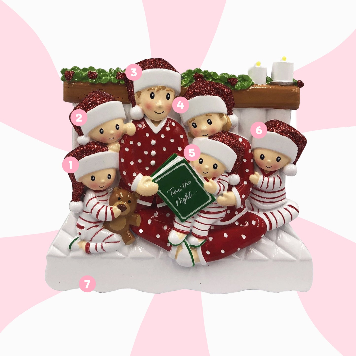 Reading in Bed Ornament - Family of Six