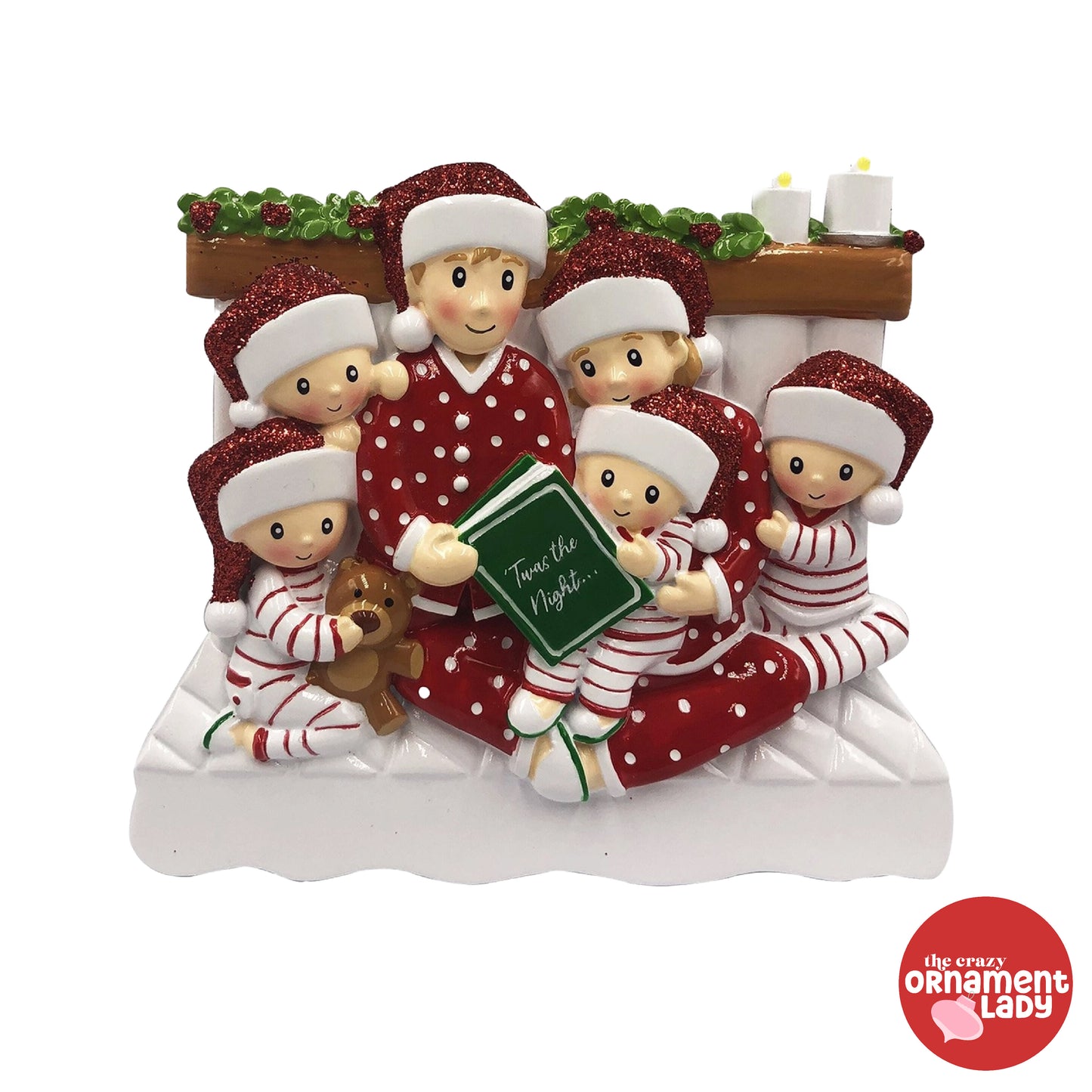 Reading in Bed Ornament - Family of Six