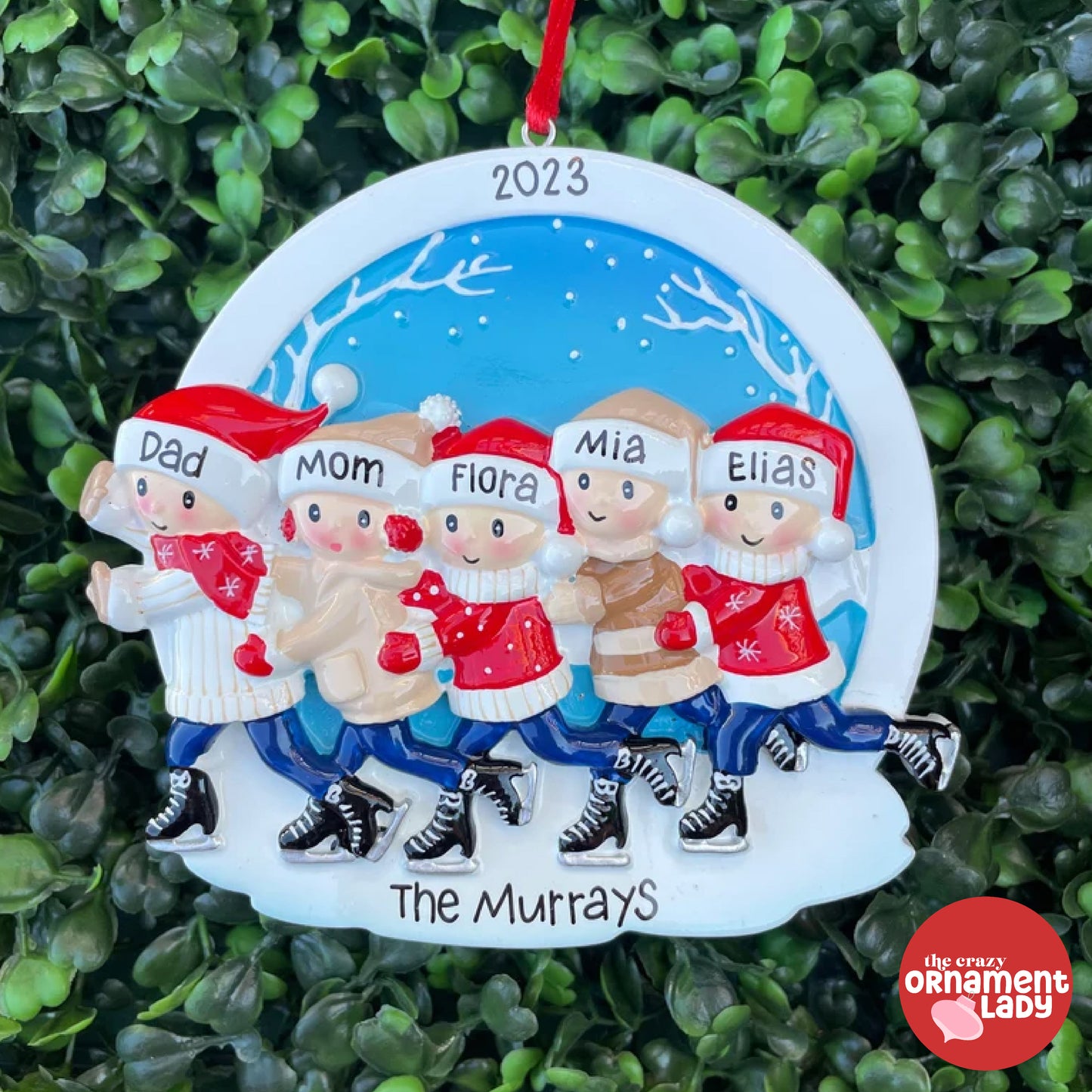 Ice Skating Snow Globe - Family of Five