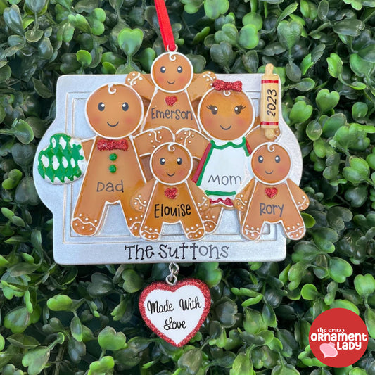 Made with Love Gingerbread Ornament - Family of Five