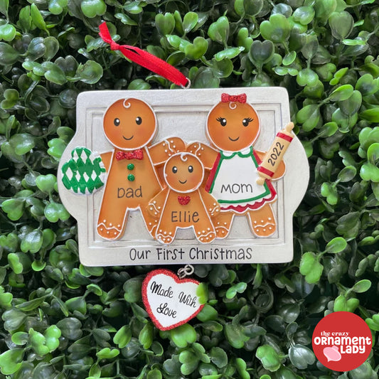 Made with Love Gingerbread Ornament - Family of Three