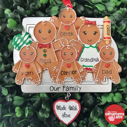 Made with Love Gingerbread Ornament - Family of Six