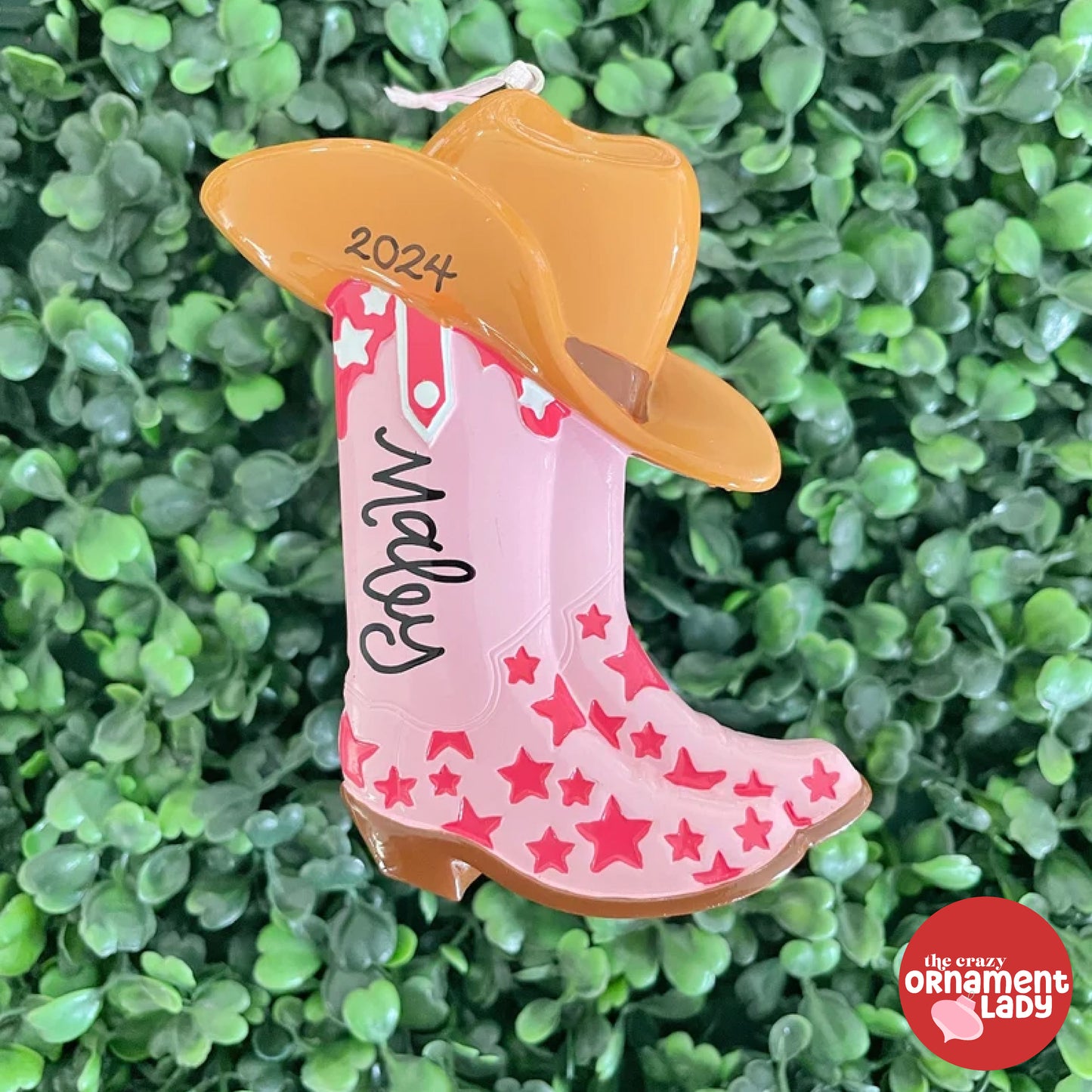 Pink Cowboy Boot Ornament