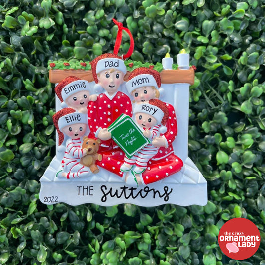 Reading in Bed Ornament - Family of Five