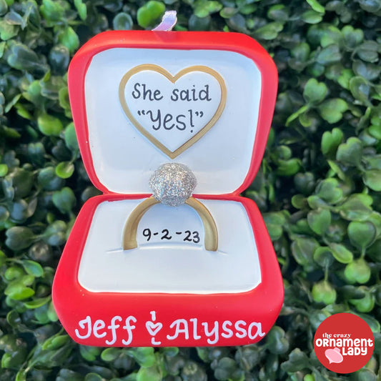 Red Engagement Ring Box Ornament