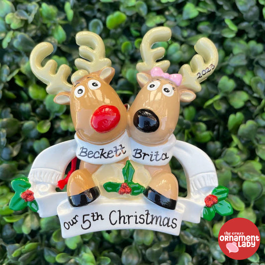 Reindeer Couple Ornament