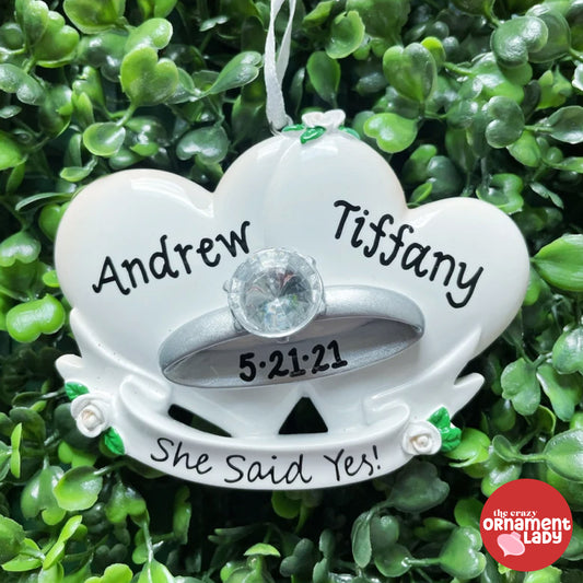 She Said Yes Engagement Ornament