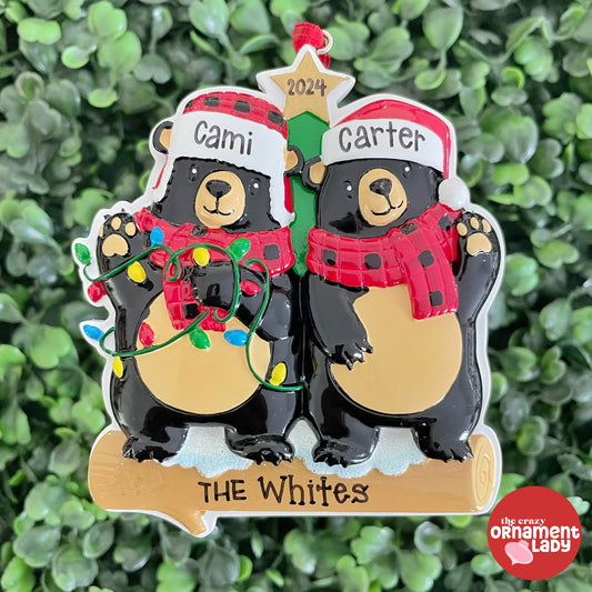 Bears with Scarf & Santa Hat - Family of Two