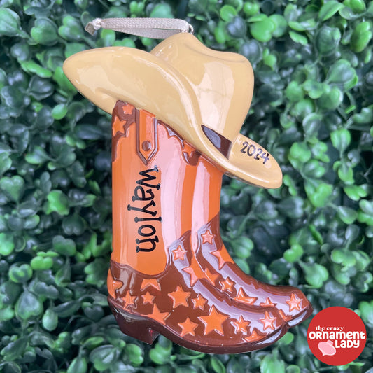 Brown Cowboy Boot Ornament