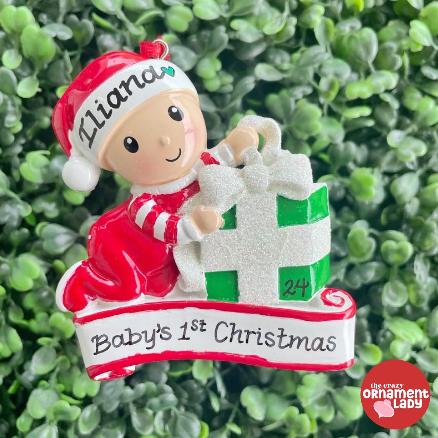 Baby Opening Presents Ornament