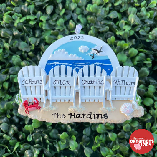Beach Chair Ornament - Family of Four