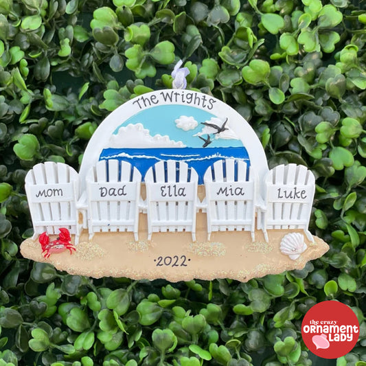 Beach Chair Ornament - Family of Five
