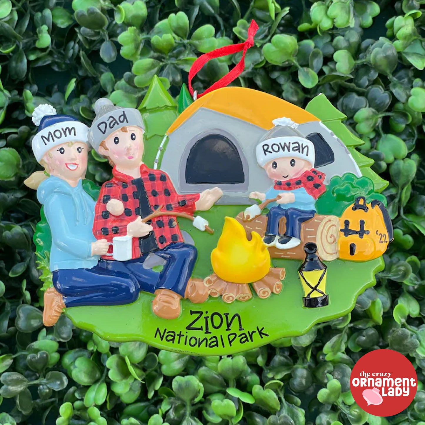 Campfire Ornament - Family of Three