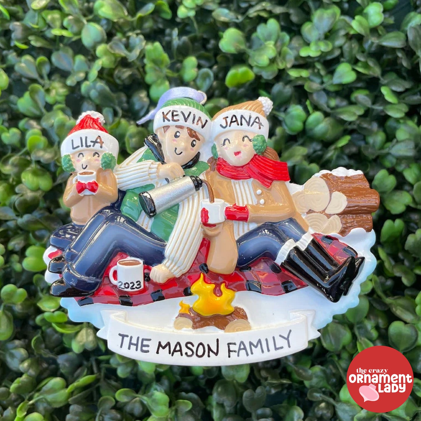 Christmas Picnic Ornament - Family of Three