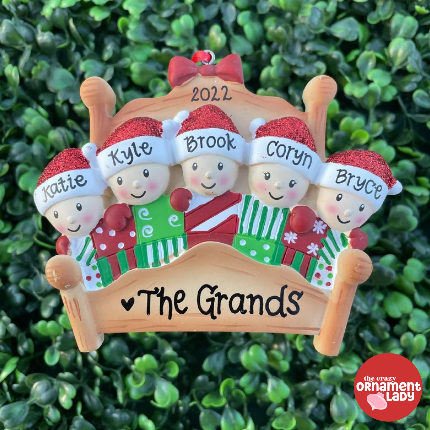 Cozy Bed Ornament - Family of Five