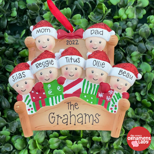 Cozy Bed Ornament - Family of Seven