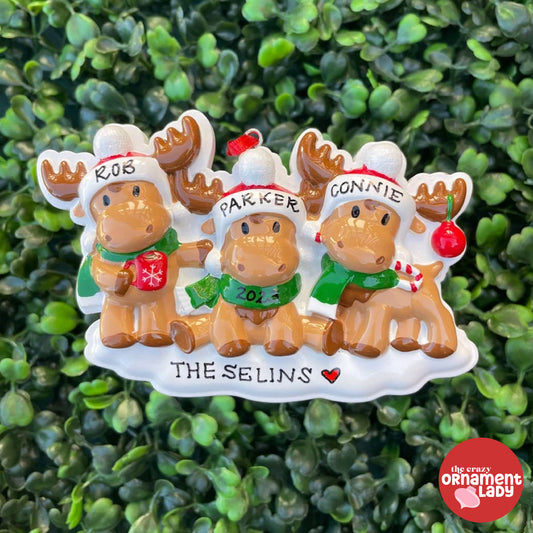 Cutesy Moose - Family of Three