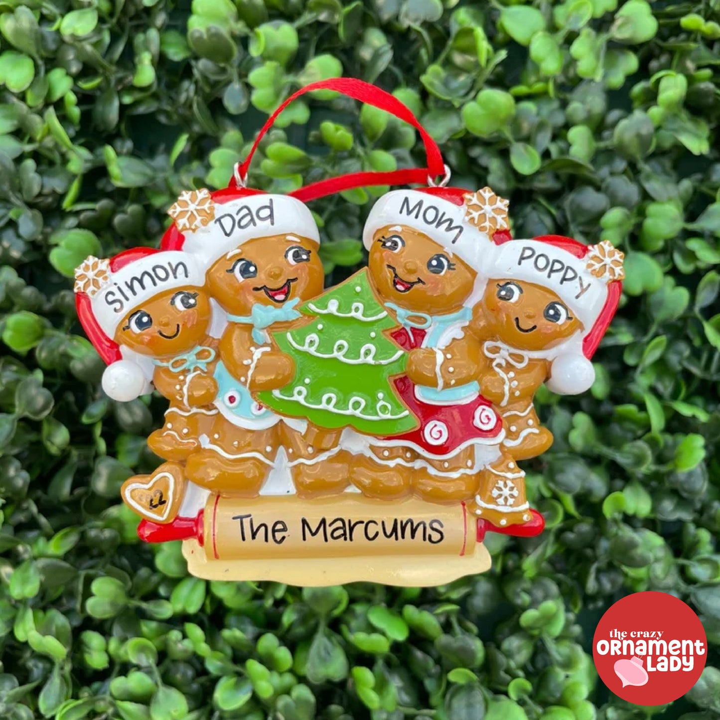 Gingerbread Bakers Ornament - Family of Four
