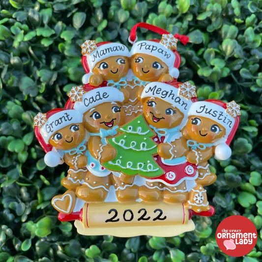 Gingerbread Bakers Ornament - Family of Six