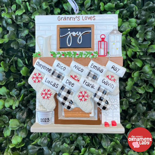 Fireplace Mantle Ornament - Family of Nine