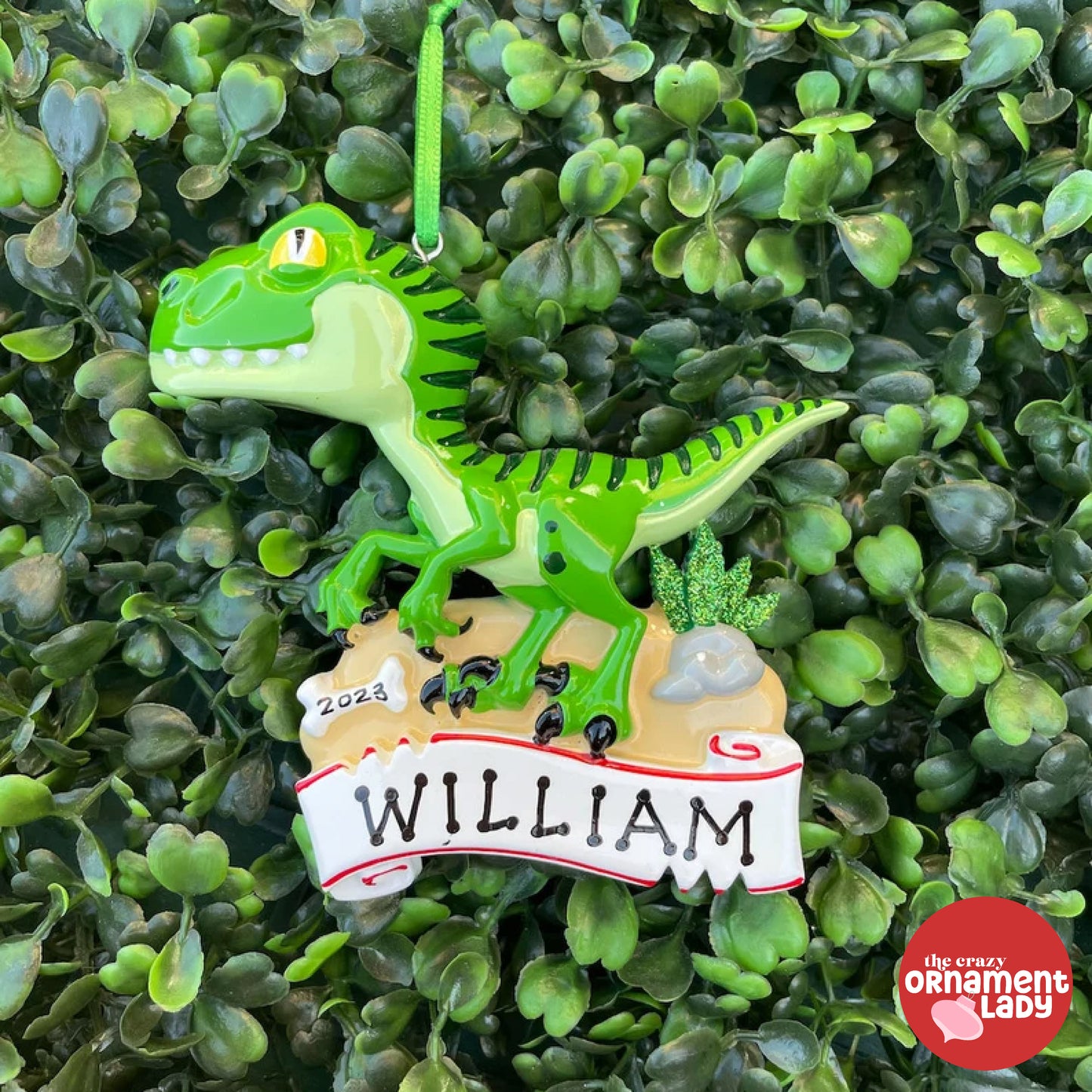 Green Velociraptor Ornament