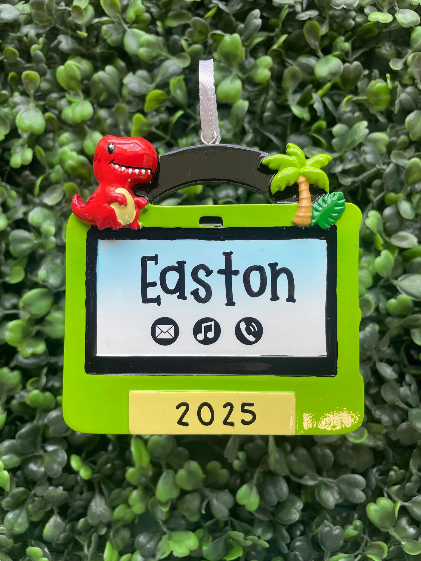 Kid's iPad Personalized Ornament: Black & Green