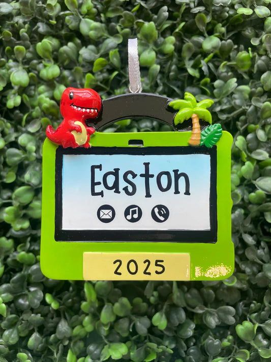Kid's iPad Personalized Ornament: Black & Green
