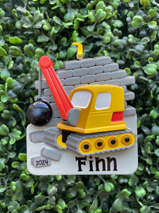 Crane and Wrecking Ball Ornament