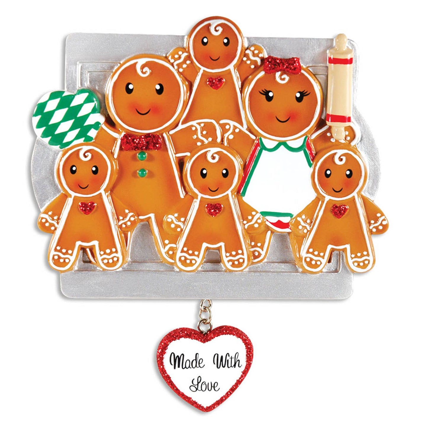 Made with Love Gingerbread Ornament - Family of Six