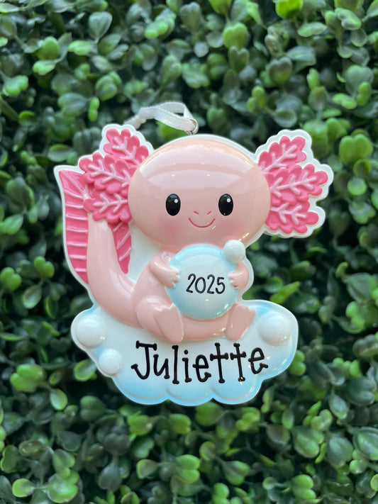 Axolotl Personalized Ornament: Pink