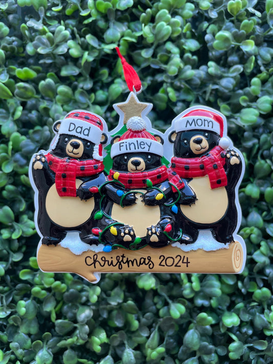 Bears with Scarf & Santa Hat - Family of Three