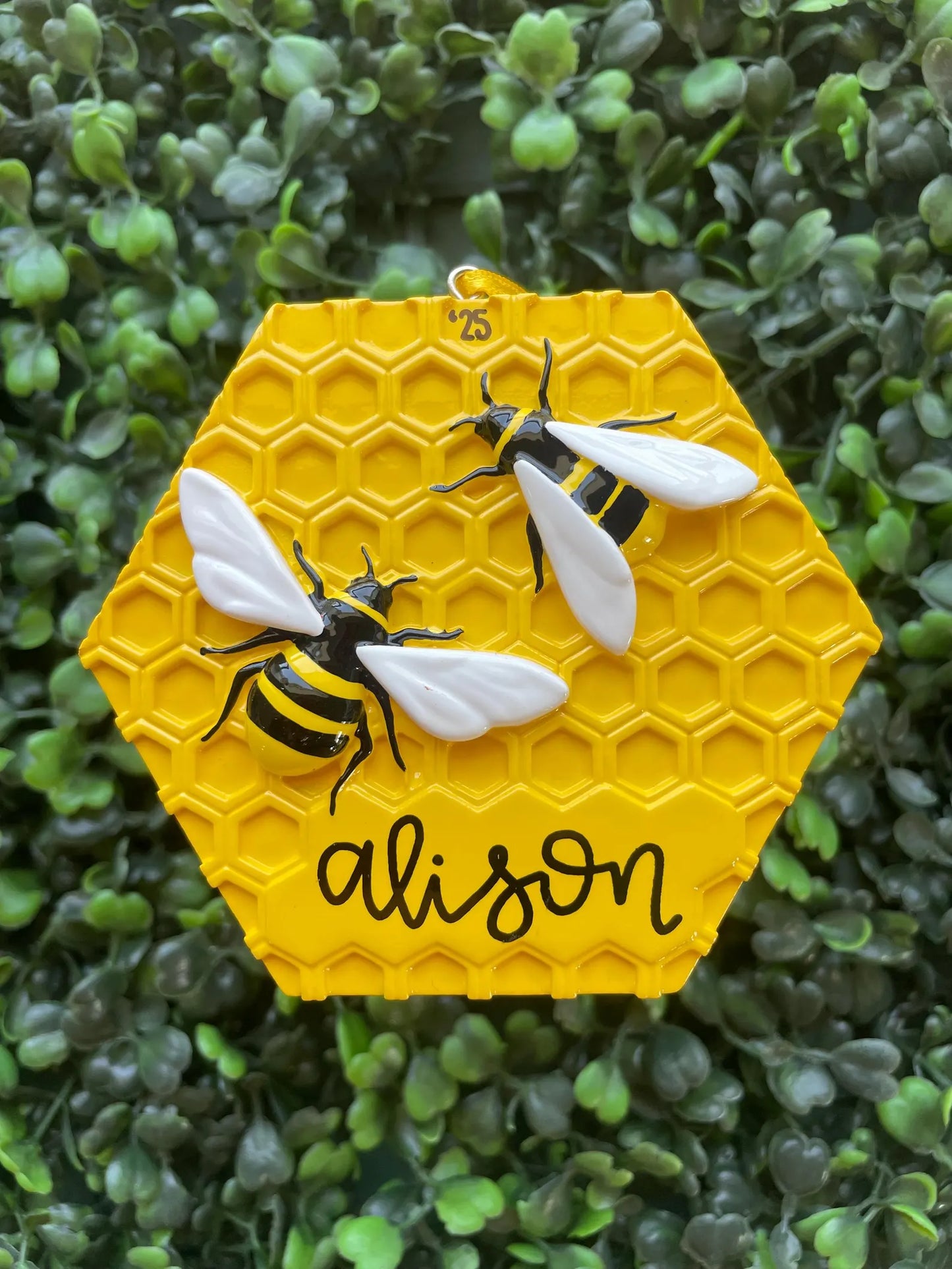 Bees on Honeycomb Personalized Ornament