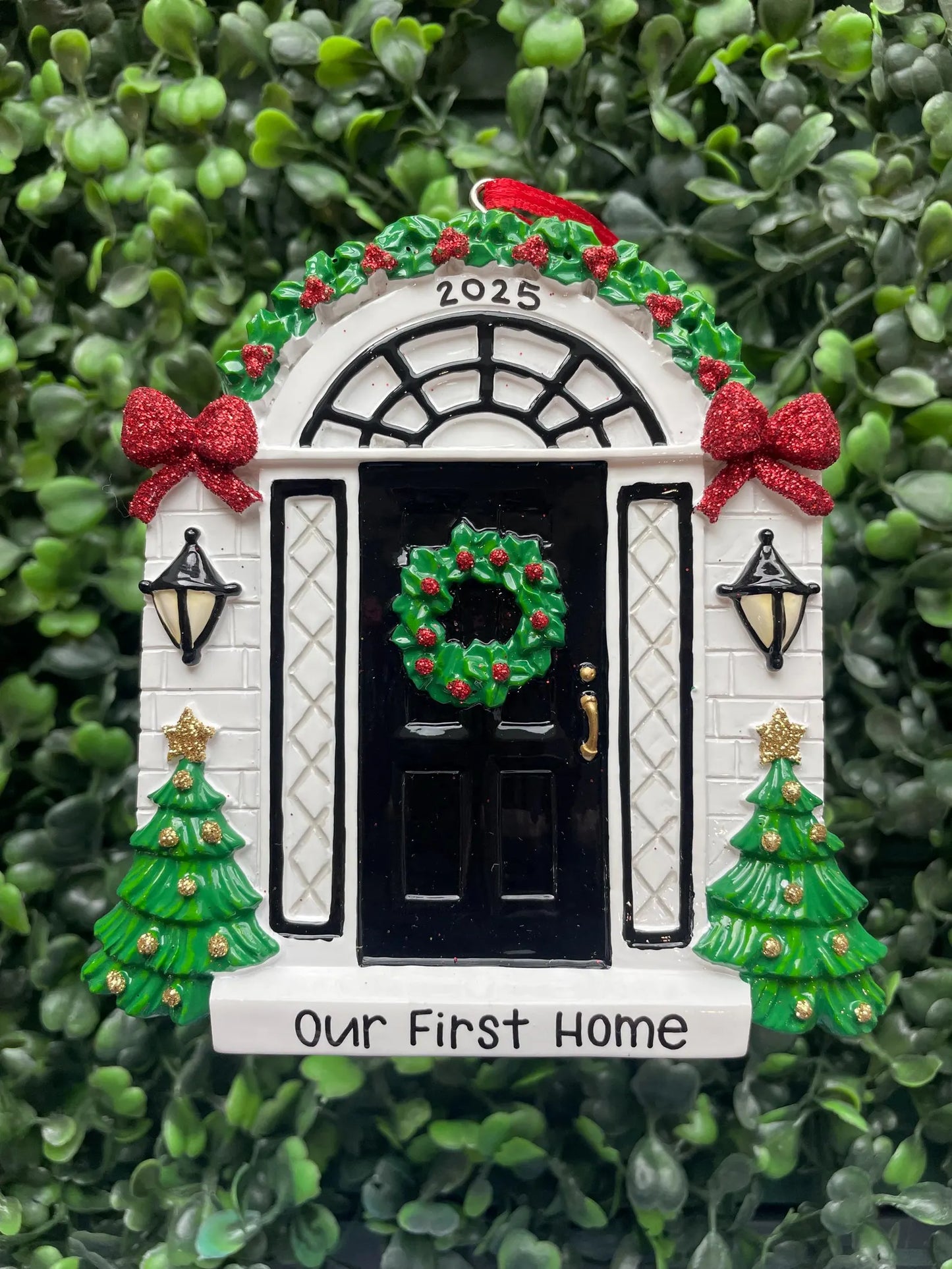 Elegant Black Door Personalized Ornament