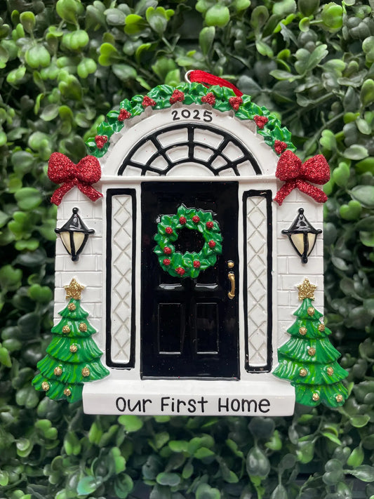 Elegant Black Door Personalized Ornament