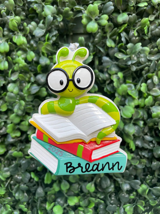 Book Worm Personalized Ornament