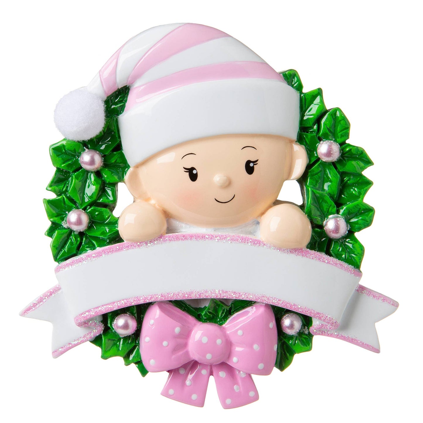 Baby in Wreath Pink Ornament