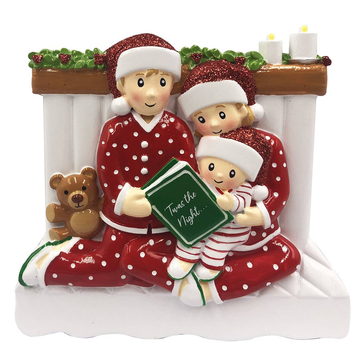 Reading in Bed Ornament - Family of Three