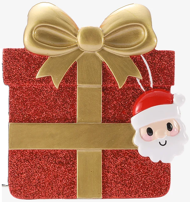 Red Glitter Gift Box Money Holder Ornament