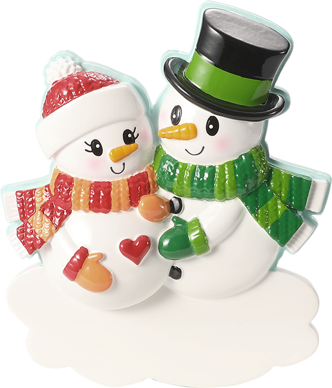 Expecting Snowman Couple with Heart Personalized Ornament