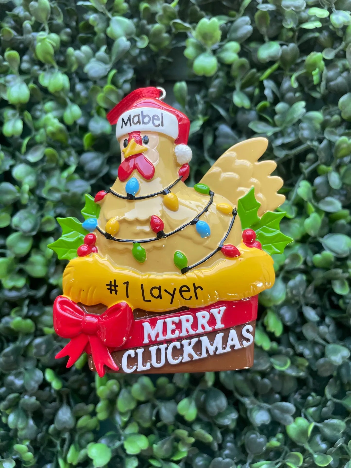 Merry Cluckmas Chicken Personalized Ornament