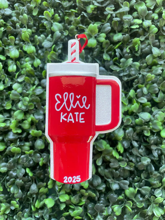Travel Cup / Mug with Straw Personalized Ornament