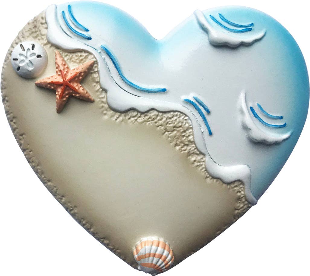 Coastal Beach Heart Personalized Ornament