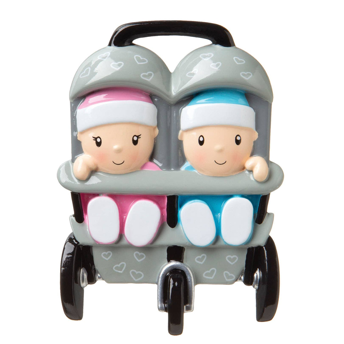 Girl + Boy Twins in Stroller Ornament