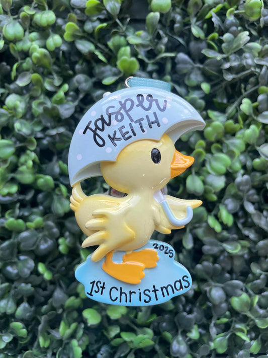 Cutesy Duck Blue Ornament