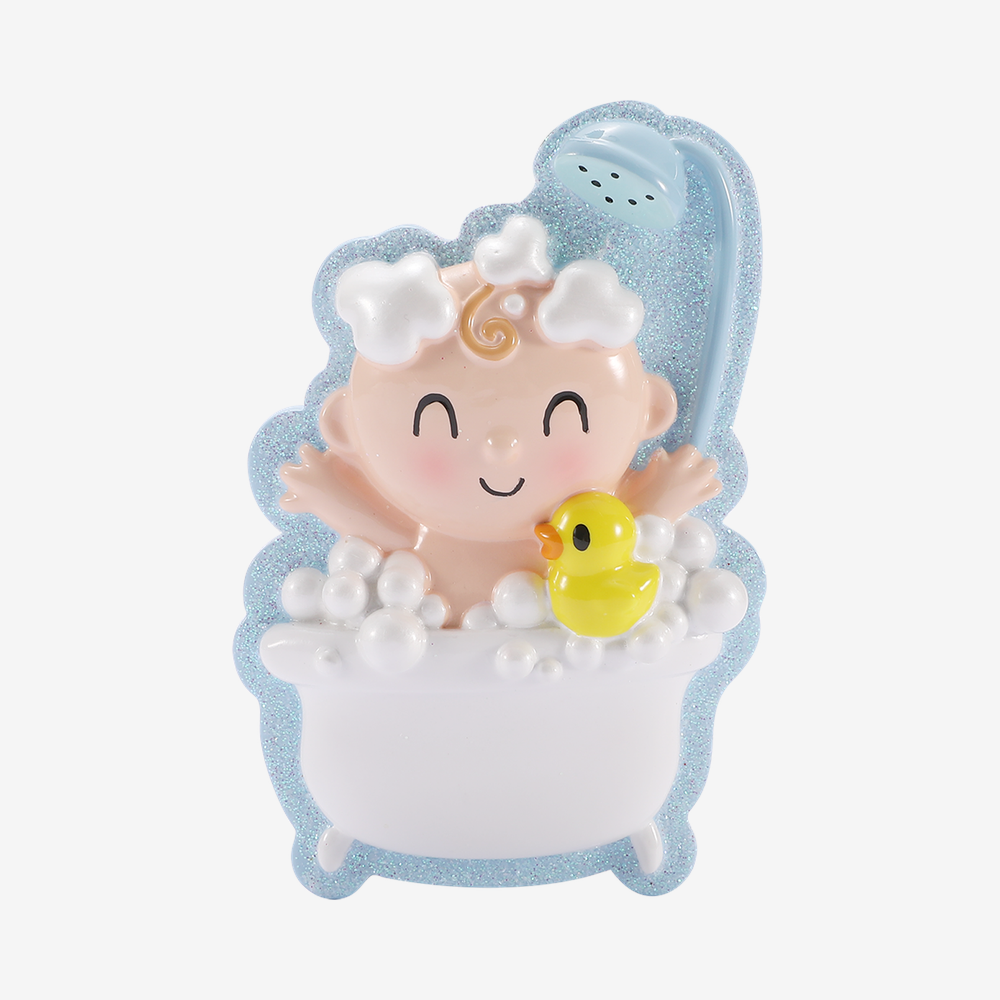 Baby in Bubble Bath Ornament - Blue