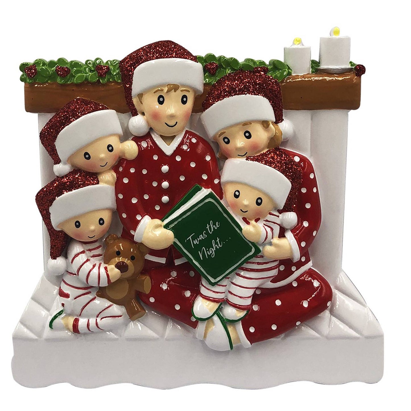 Reading in Bed Ornament - Family of Five