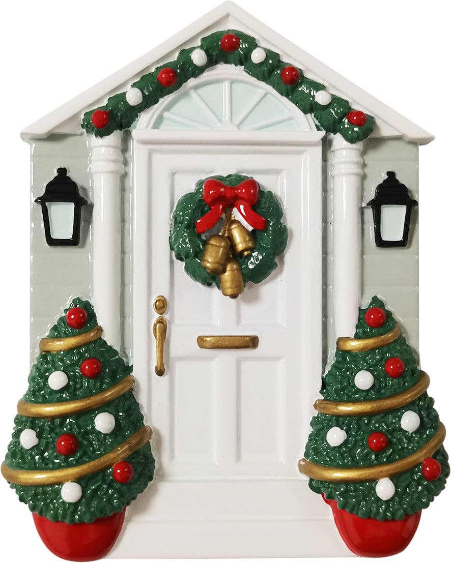 White Door with Wreath Ornament