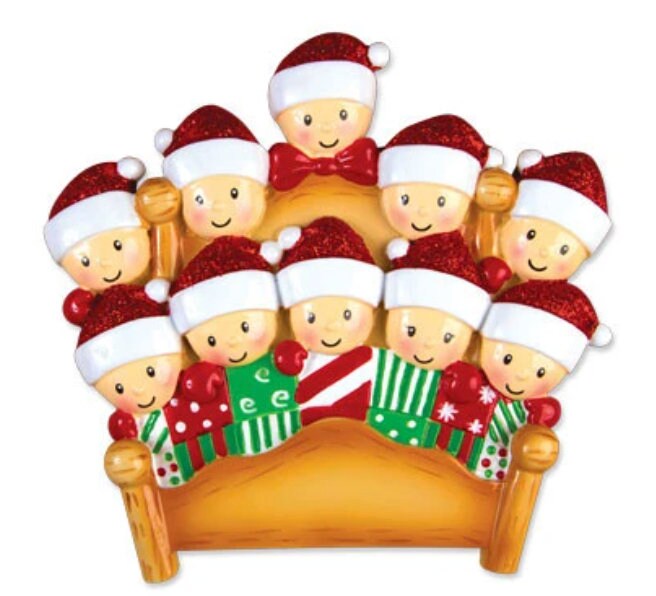 Cozy Bed Ornament - Family of Ten