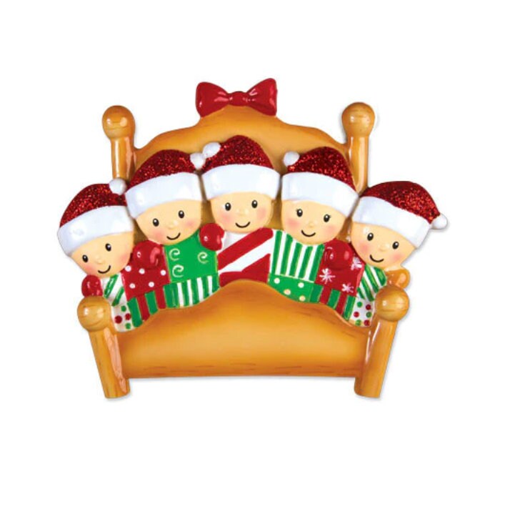 Cozy Bed Ornament - Family of Five