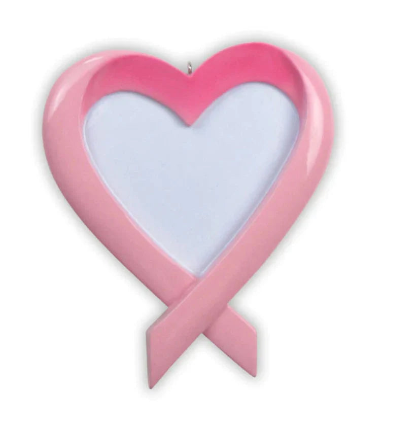 Pink Ribbon Heart Ornament